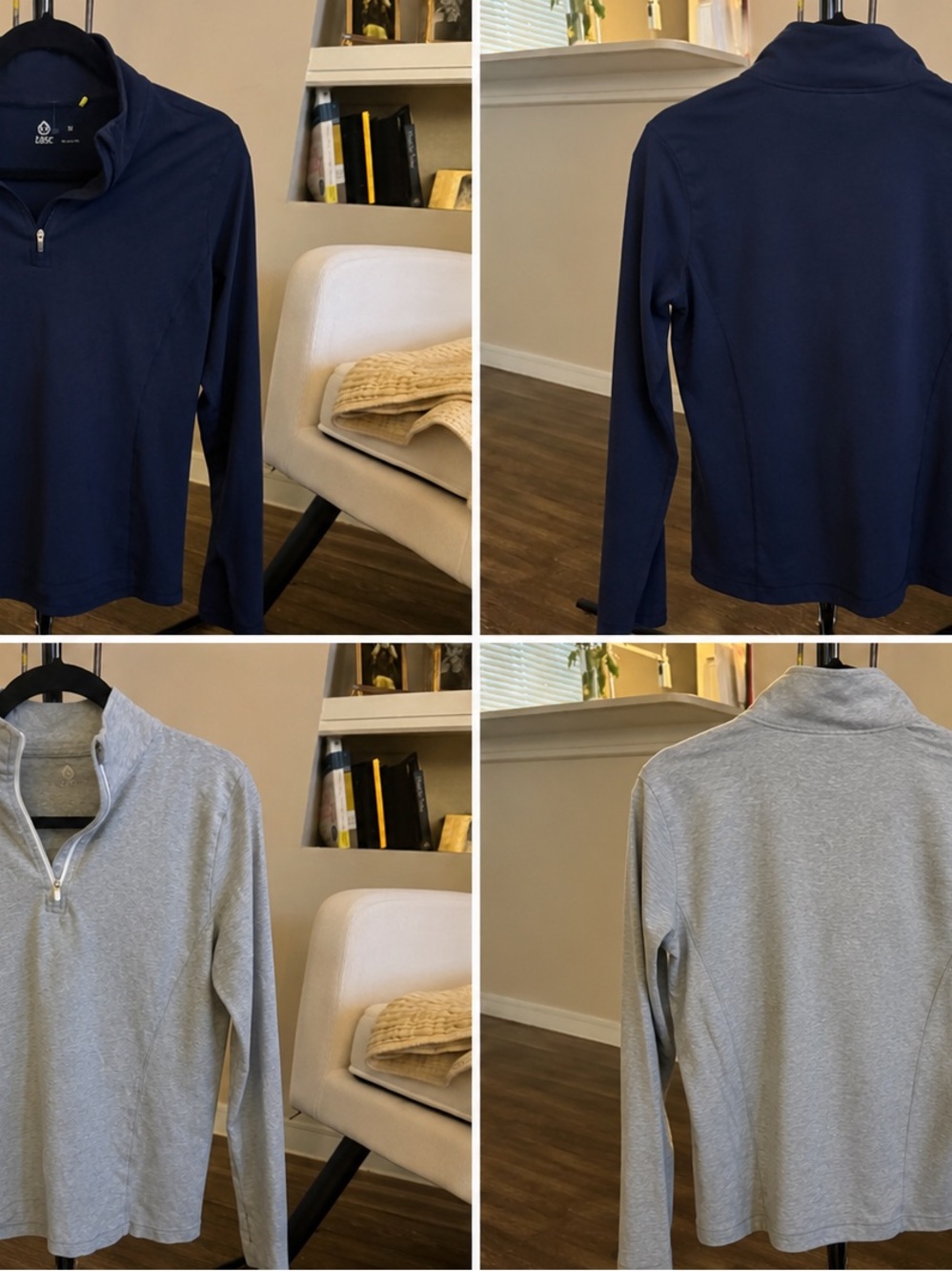 Women's Quarter-Zip Pullover Sweatshirt - Navy M leisure athletic wear